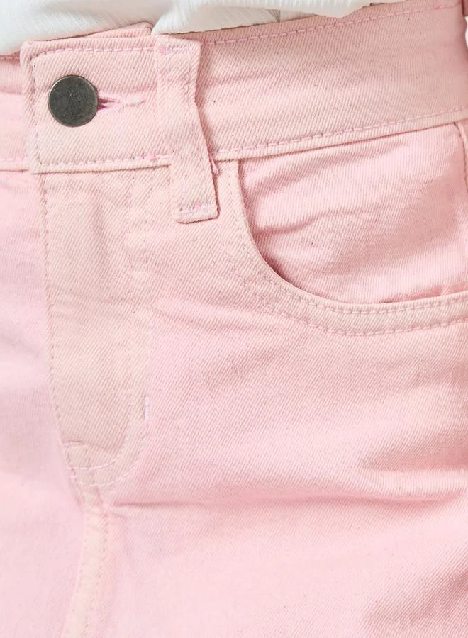Styli Girls Pink Denim Skirt